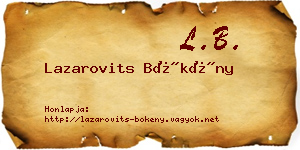 Lazarovits Bökény névjegykártya